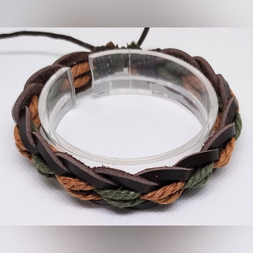 Men's Leather Bracelet Braided F1